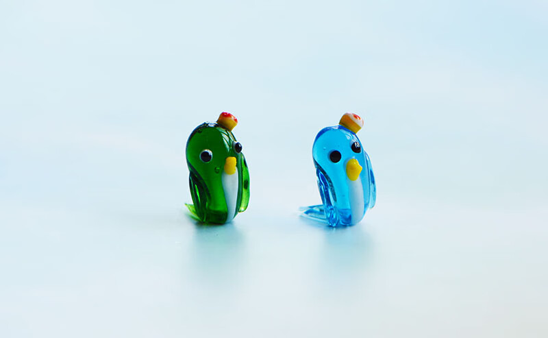 手作蓝玻璃蛙 手作工艺品手工可爱玻璃动物摆件家居装饰品螃蟹乌龟