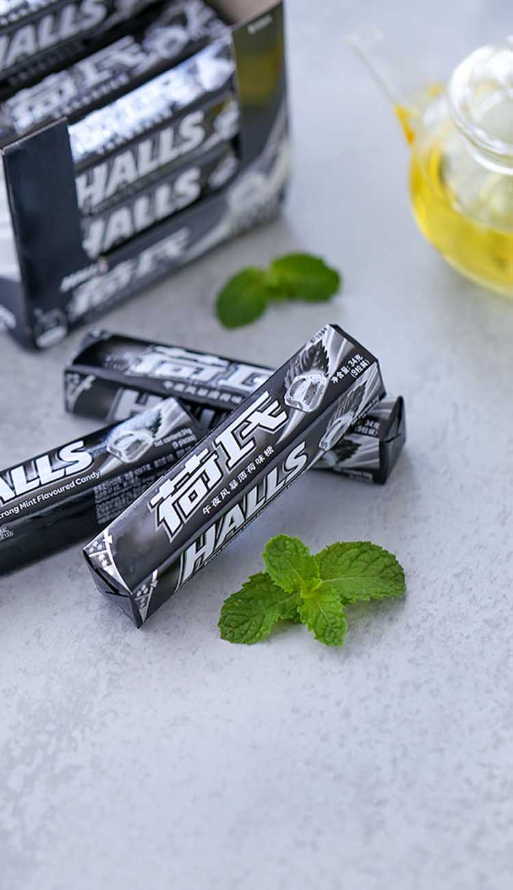 5折 美国halls荷氏薄荷糖 午夜风暴薄荷糖20条泰国产特强薄荷开车备考