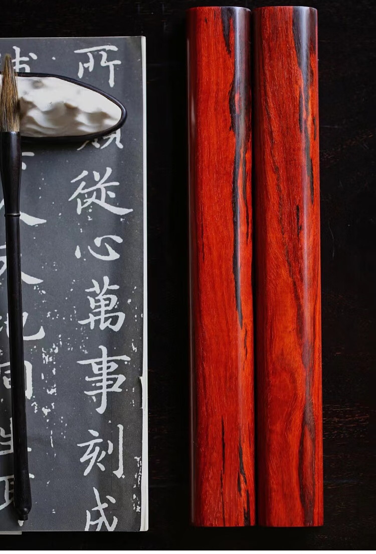 油密老料文房四宝收藏送礼镇纸压尺正宗印度小叶紫檀镇尺镇纸镇尺一对