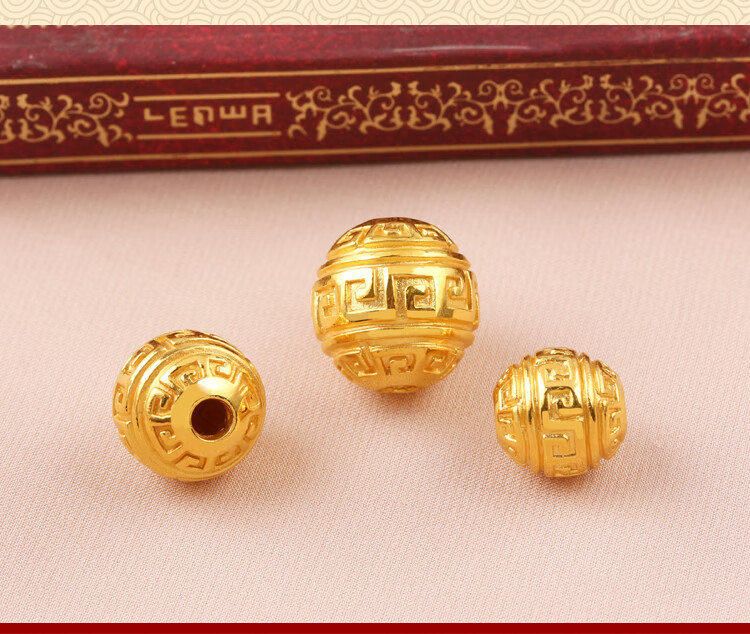 老凤凰款式黄金足金转运珠万字回纹3d硬金隔珠配珠男女款路路通佛珠