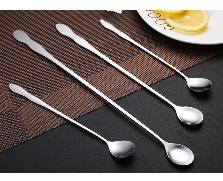 不锈钢长柄圆头勺加长搅拌棒小勺子调料甜品蜂蜜勺汤匙调味勺调羹 尖