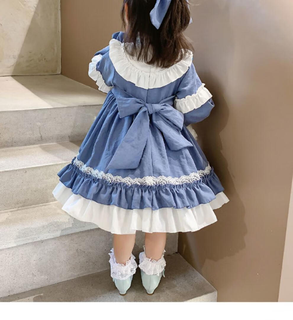皮尔卡丹【轻奢品牌】儿童洛丽塔公主裙2022冬季新款中大童1-12岁洋气
