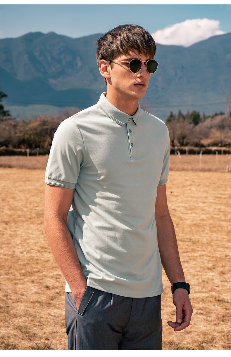 赏目男装英爵伦 丝光珠地棉男士polo衫短袖商务休闲男装保罗衫夏季