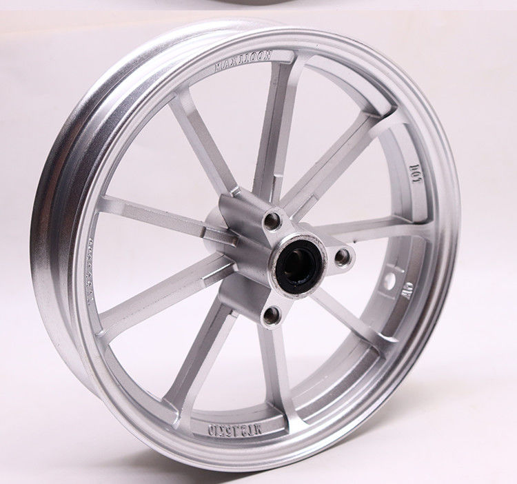 电动车10 12寸九爪轮毂猴子小龟电摩改装铝合金前轮轮圈碟刹 10寸九爪