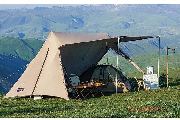 屋脊帐篷 云塔 a塔庇护所帐天幕帐篷户外大型露营防雨防晒黑胶遮阳棚