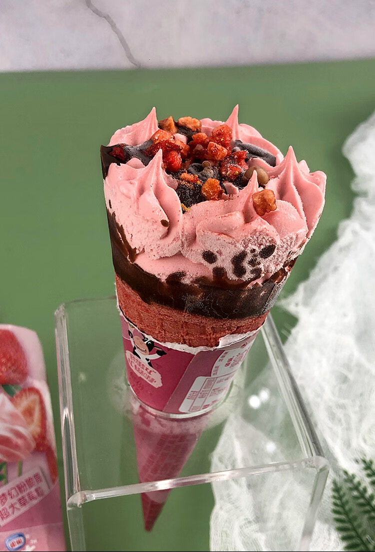 雀巢呈真花心筒冰淇淋甜筒草莓香草巧克力味雪糕3支装冷饮整箱批