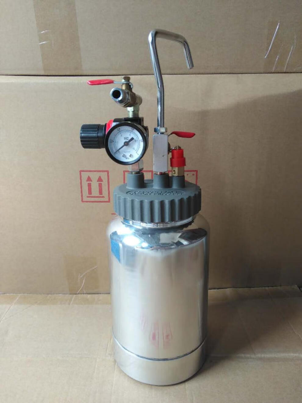 2升压力罐 2l水包水多彩漆喷枪组件 涂料桶 喷漆罐 2升桶带管带枪套装