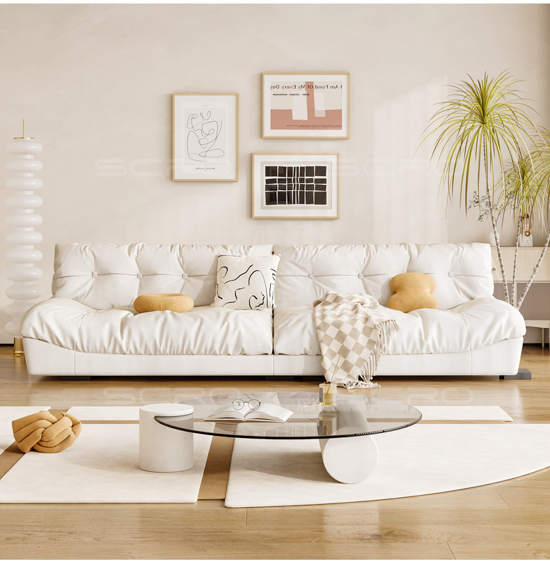 墨绩 老友记懒人沙发 云朵沙发网红直排客厅小户型科技布奶油色懒人