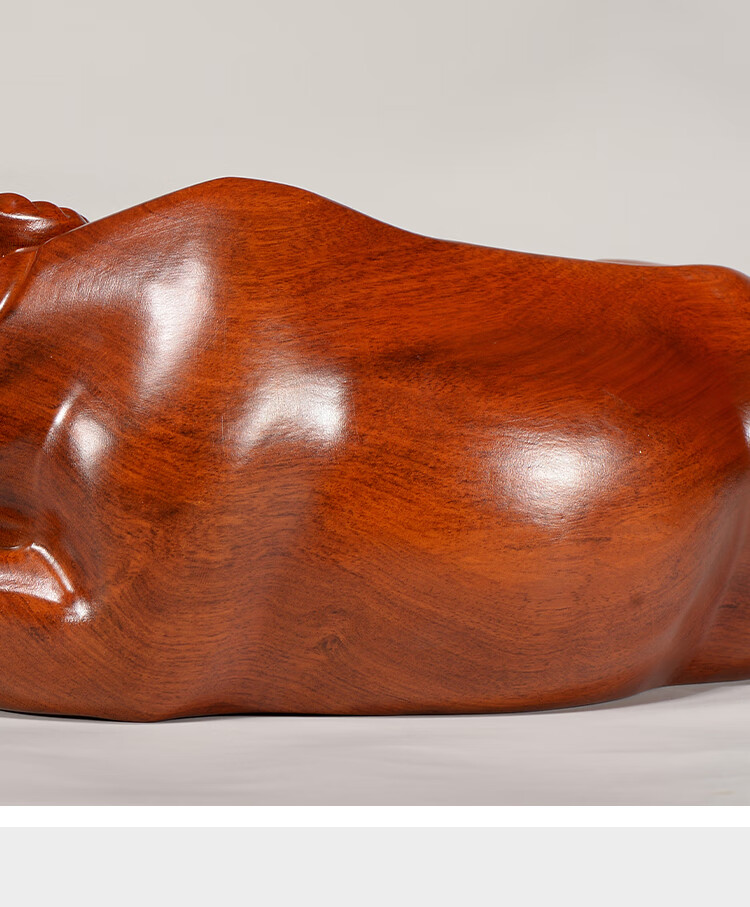 阑逸箐菀花梨实木雕刻卧牛摆件十二生肖牛中式家居客厅玄关酒柜办公室