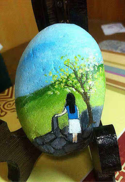 石头彩绘绘画鹅卵石天然超大原石画画创意手工diy装饰儿童成人 3-10