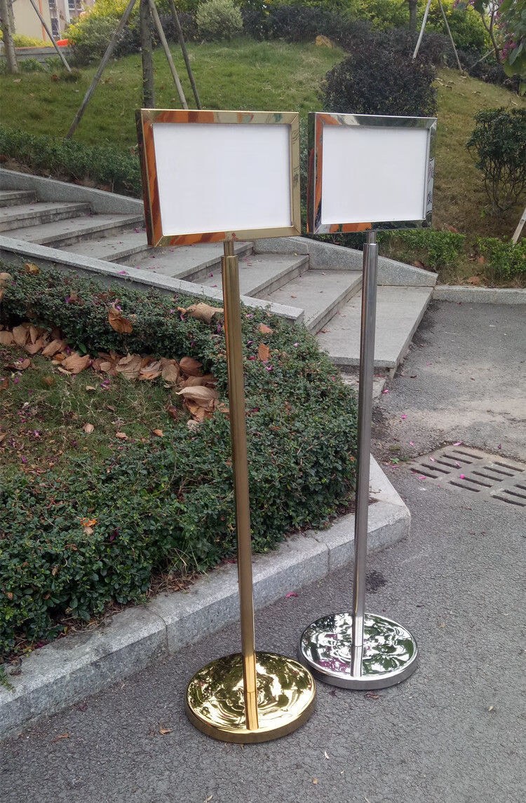 不锈钢立式双面指示牌水牌展示架a3a4广告牌落地导向牌迎宾牌 a4钛金