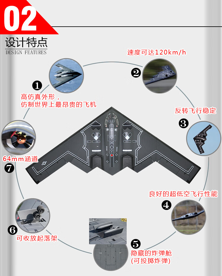 超大型无人飞机战斗机航模科技b2幽灵隐形轰炸机b2双涵道遥控大型固定