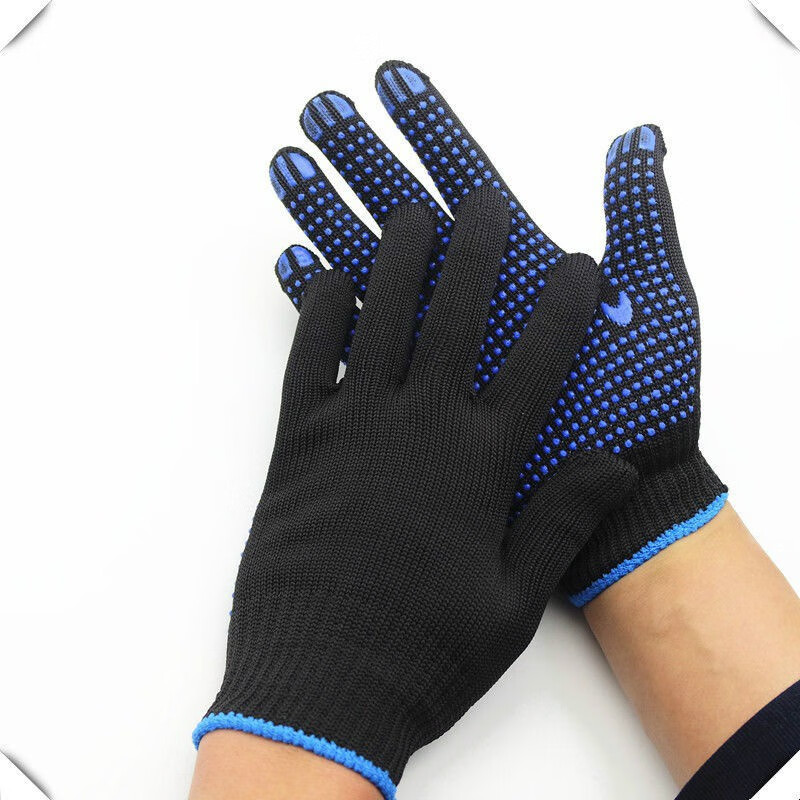 爬行手套成人【12双装】尼龙劳保耐磨防滑点胶10针工地干活防护手袜