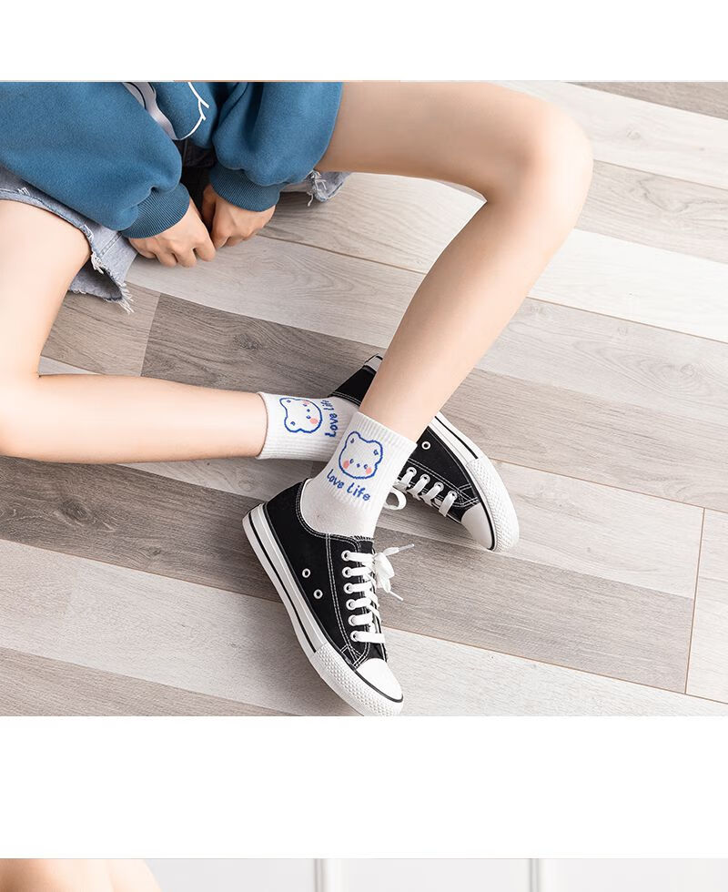袜初中生袜子薄棉袜子女夏秋季吸汗透气棉袜日系卡通可爱学生百搭中筒