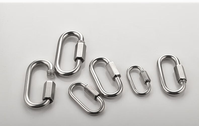 明哲304不锈钢快速接环弹簧扣登山保险安全扣链条环形带锁连接挂扣