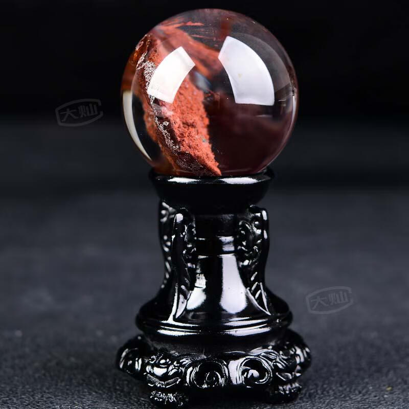 大灿天然水晶球摆件生日礼物红幽灵聚宝盆水晶球客厅玄关卧室摆设原石