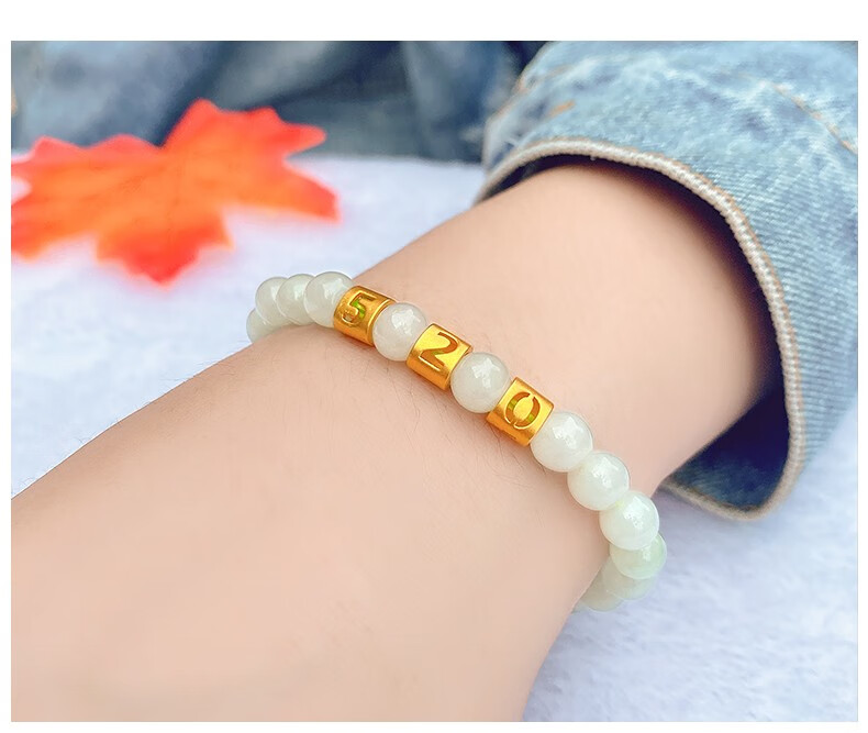 珠黄金手链女款999足金3d硬金翡翠玉珠情人节礼物爱妻72金珠6mm红玛瑙