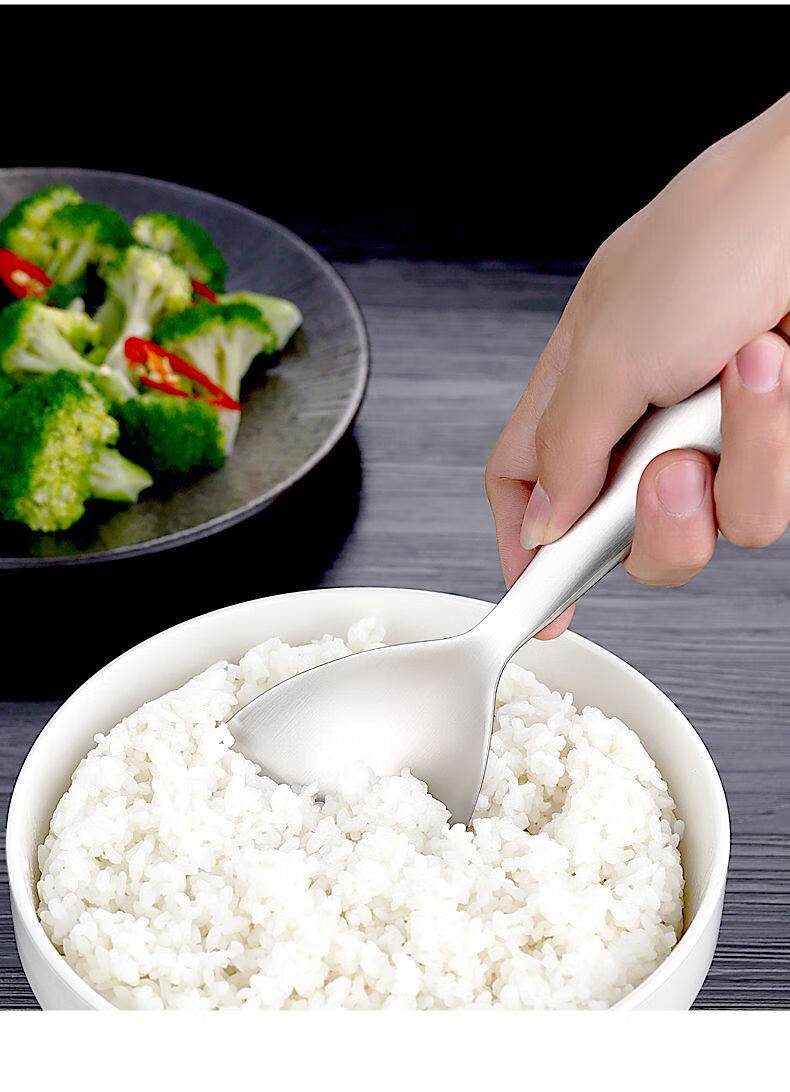 铲一体式长柄分餐勺子调羹饭匙彩虹鸟 304不锈钢【饭勺1把 汤勺1把】