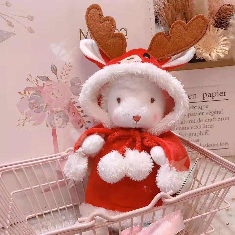 by the bay绵羊公仔创意小羊毛绒玩具情人 小草莓裙 红色发带 含小羊