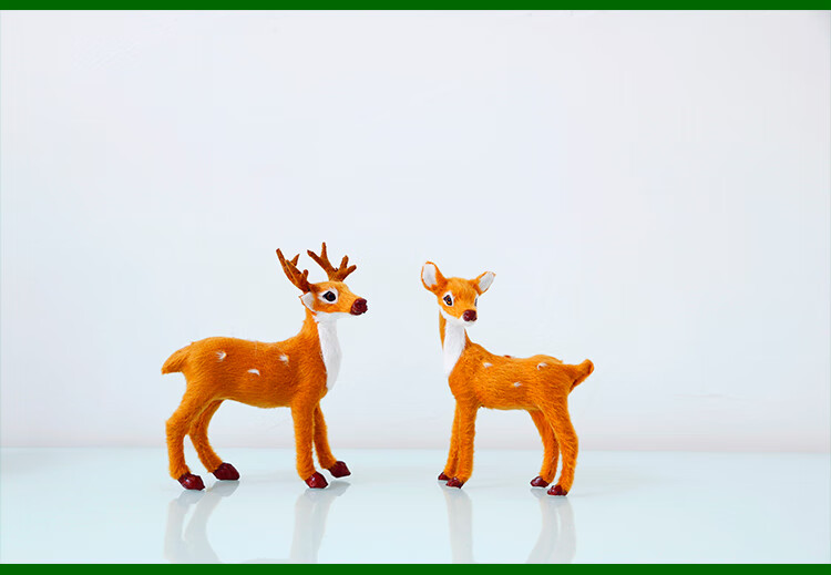 仿真梅花鹿摆件桌面圣诞节玩偶仿绒鹿摆件仿真动物玩具大小鹿模型 高