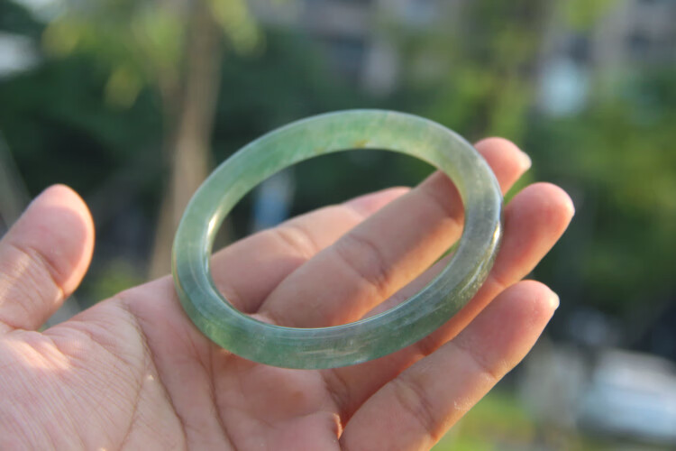 拾吟 天然绿草莓晶手镯 冰种草莓晶水晶青翠绿细圆条镯子 9号- 圈口52