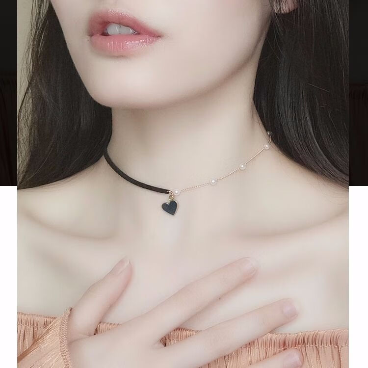 精选好礼项链女锁骨链女性感珍珠小红心颈链闺蜜简约短款颈圈女生脖子