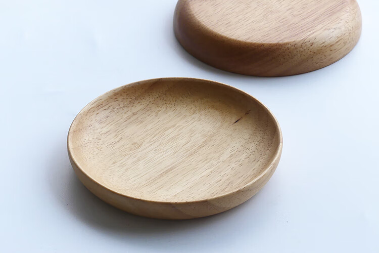 木盘圆形橡胶木碟子点心水果盘大中小原木盘子菜盘家用盘105cm迷你