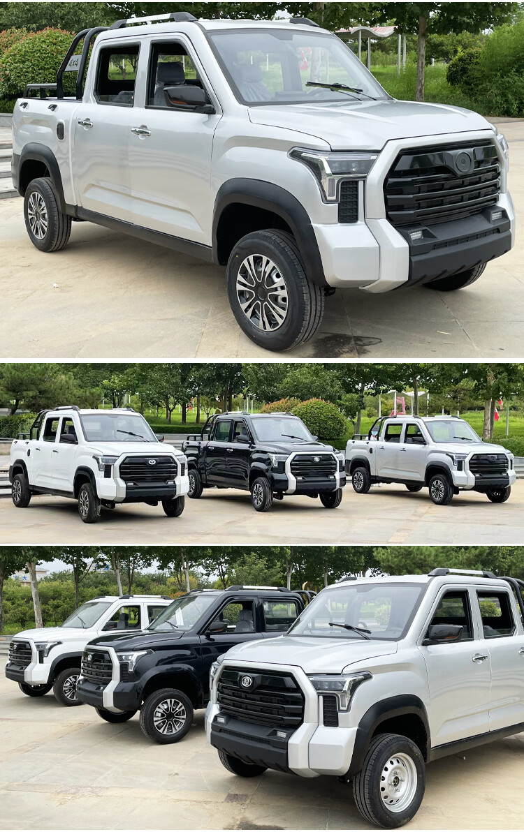 电动皮卡四轮车双排老头乐家用新能源代步坦途油电两用小拉货汽车