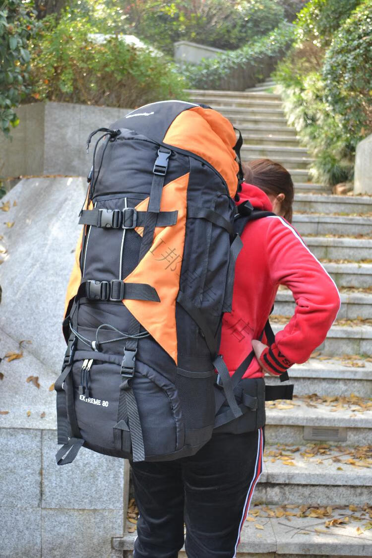 bmoi登山包帆布160l超大容量男士双肩包旅行170l特大号双肩大背包黑色