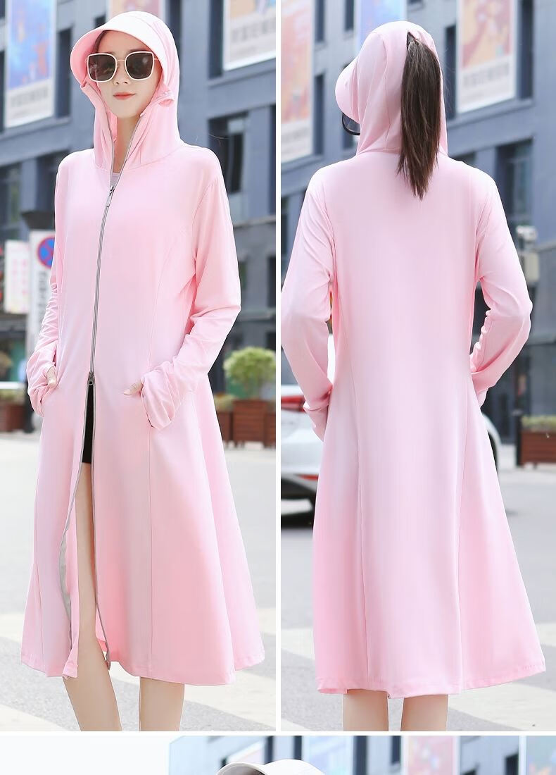 觅橘茉寻防晒衣女日本upf50外穿全身防晒罩衫长款骑车防晒uv原纱潮流