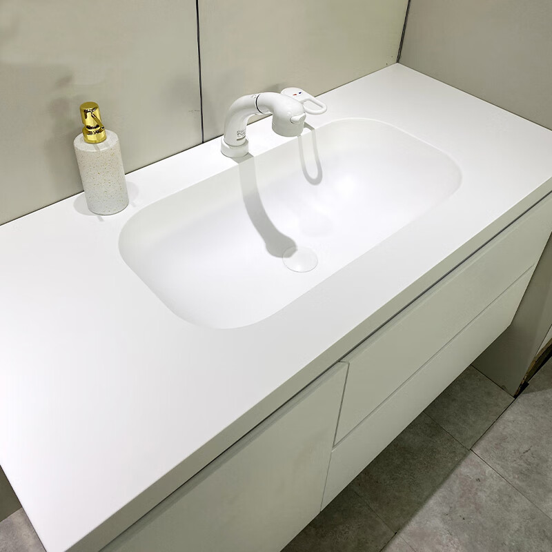 定制美国杜邦可丽耐一体盆台面浴室柜组合台下盆洗脸盆洗手盆10m单盆