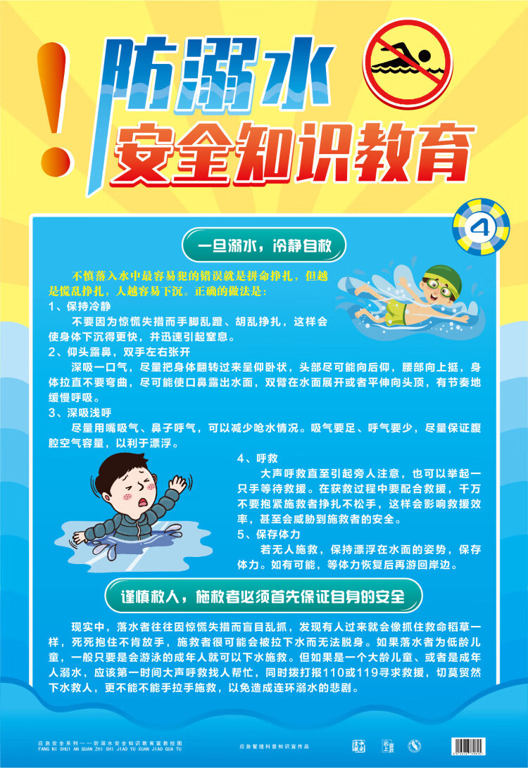 包邮包票防溺水安全知识教育宣教挂图6张宣传画