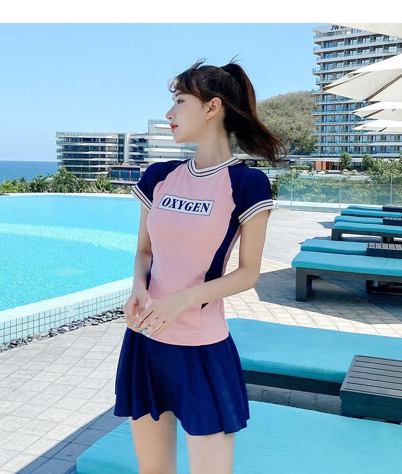 泳衣少女 游泳衣女 青少年分体保守中学生遮肚显瘦泡温泉学游泳课泳装