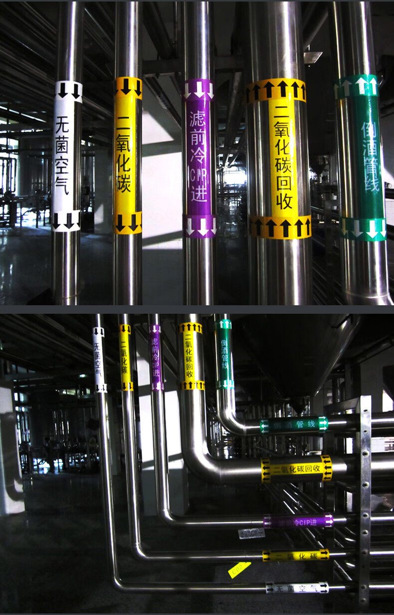 国标管道标识贴消防工厂流向标识贴色环指示贴标识标签贴蒸气管路警示