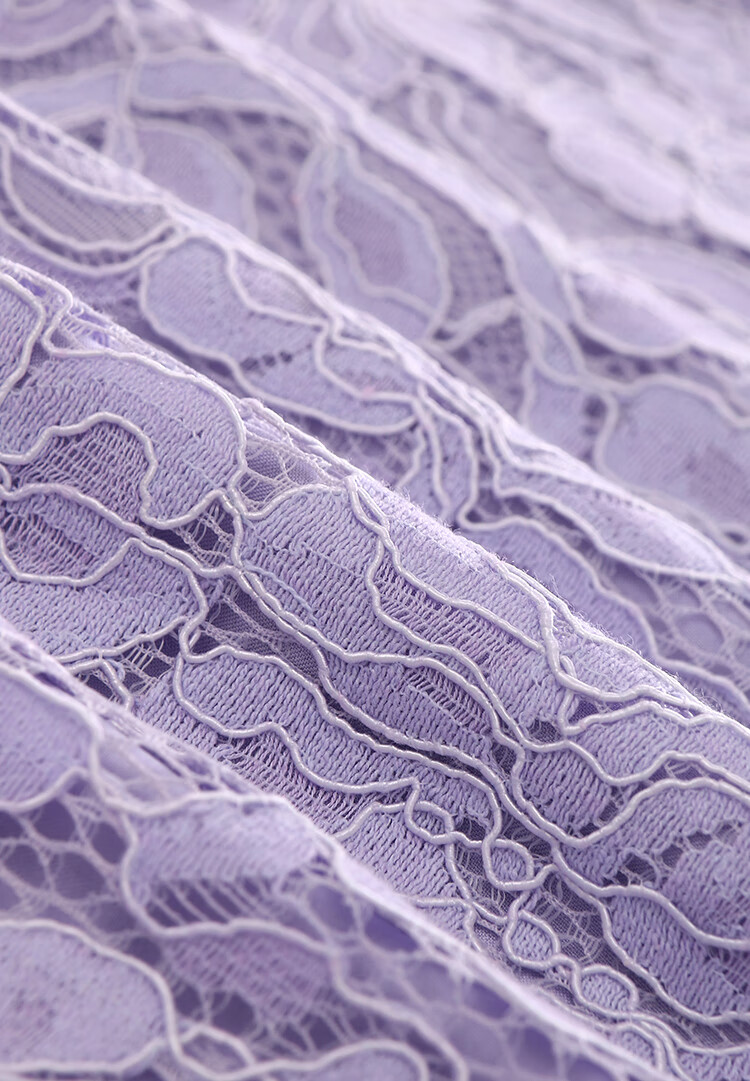 未风紫色蕾丝连衣裙女春夏新款高端名媛气质欧货洋气长袖裙子 浅紫色