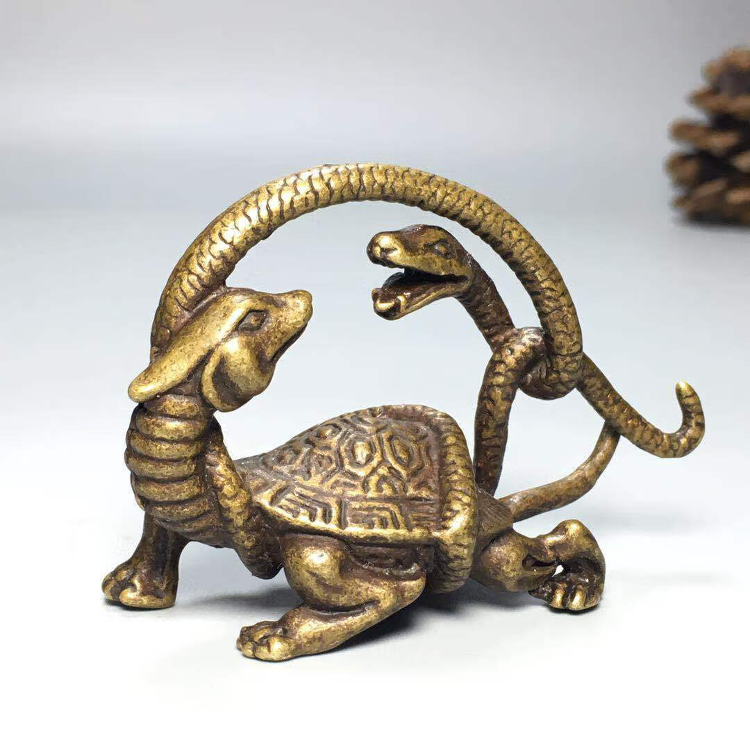 实心铜生肖蛇摆件小蟒蛇响尾蛇手把件铜蛇蝰蛇铜玩 铜四大神兽(青龙)