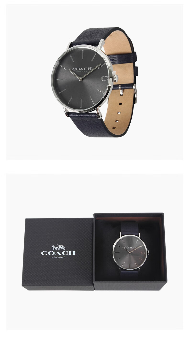 coach蔻驰男士新款简约手表腕表礼盒装黑色14602436