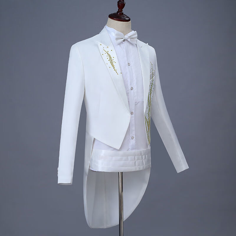 罗蒙(romon)亮钻男士燕尾服演出服舞台大合唱指挥服主持魔术艺考西装