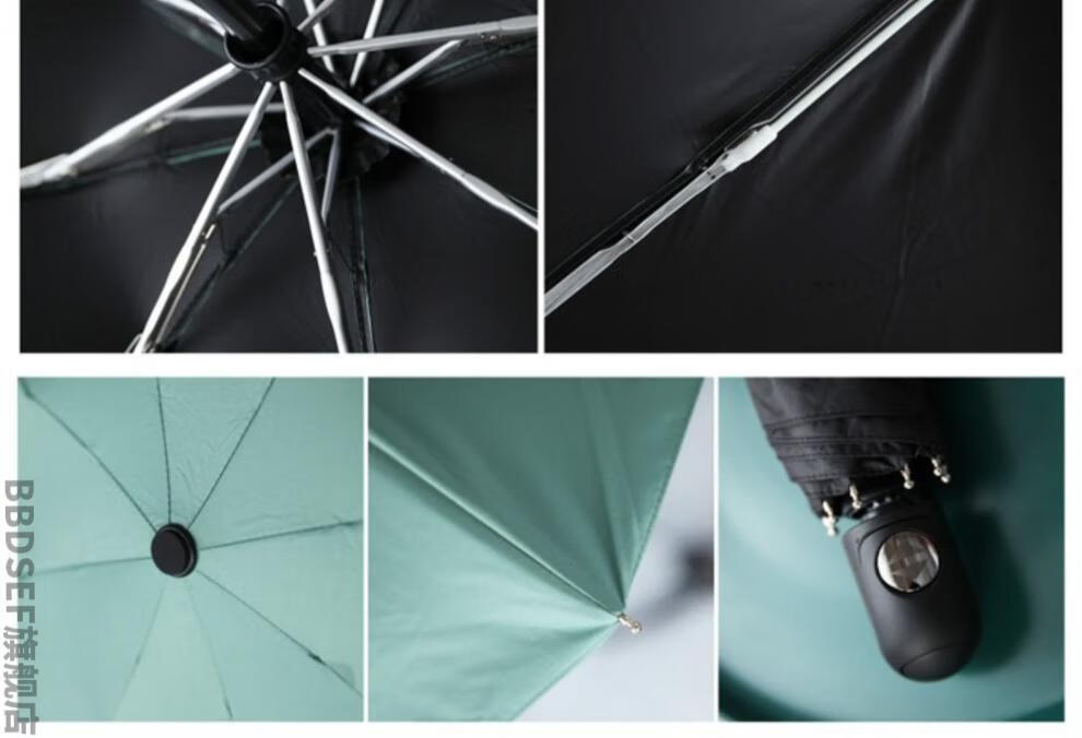 沛欣全自动晴雨伞 折叠黑胶五折伞三折伞复古16骨长柄伞男女雨伞 kl