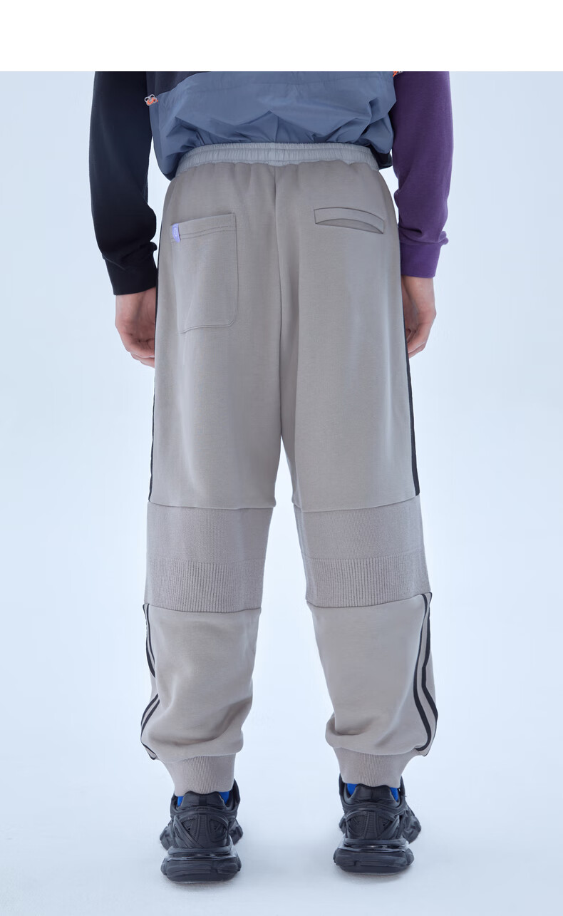 bosiepurple拼接运动卫裤百搭舒适裤子黑色s