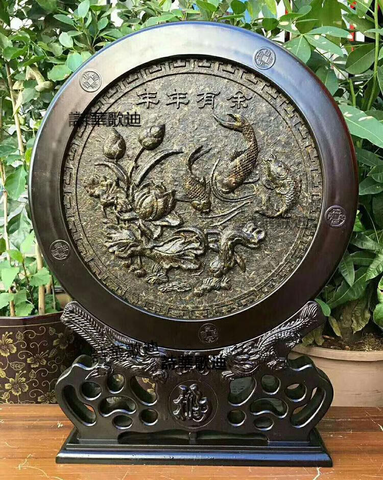 诗华歌迪普洱茶工艺品福字茶雕摆件工艺茶装饰品圆形茶饼大号福字茶雕