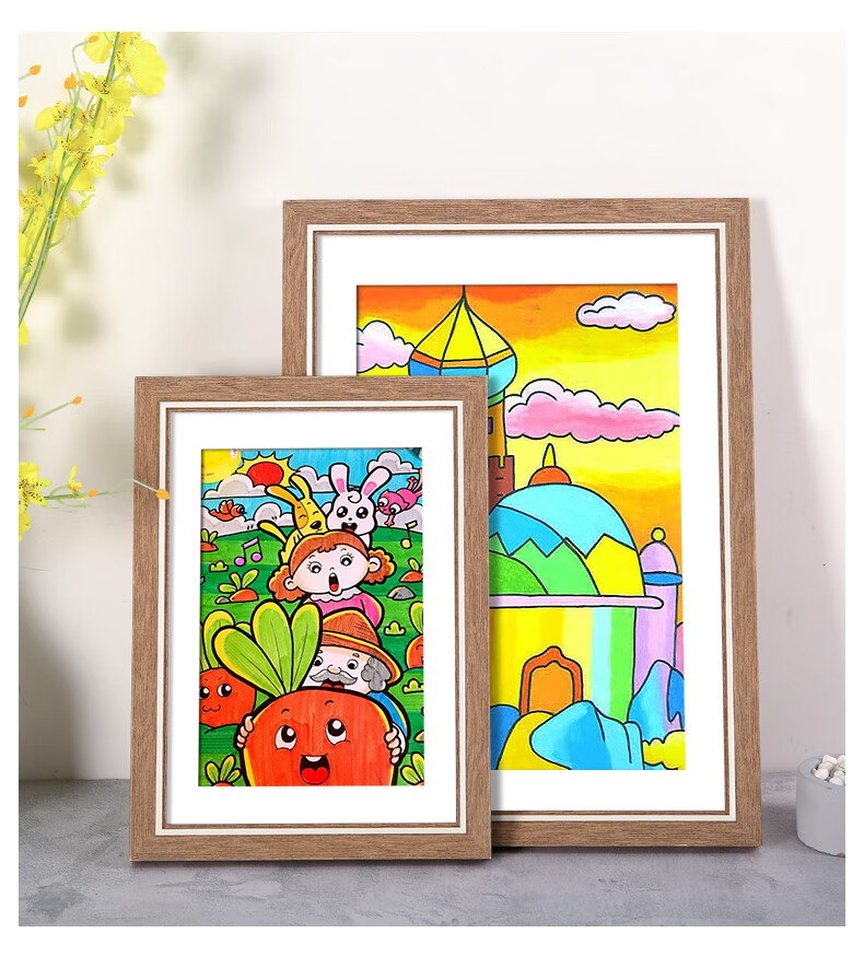 油画棒相框简约儿童画框挂墙装裱4k开8k相框16寸a4纸幼儿园油画棒绘画