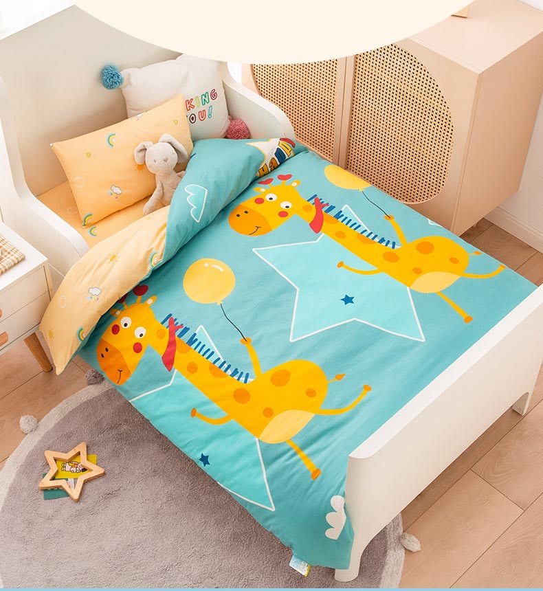 南极人家纺幼儿园被子三件套全棉卡通被套床垫套枕套含芯六件套床单