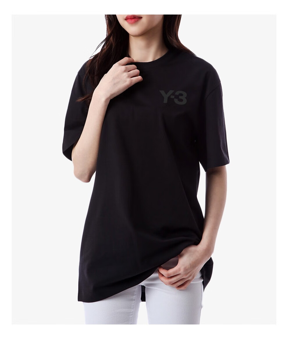 y-3 y3男装 2022春夏新款中性logo图案男士短袖圆领t恤衫 黑色 fn3358