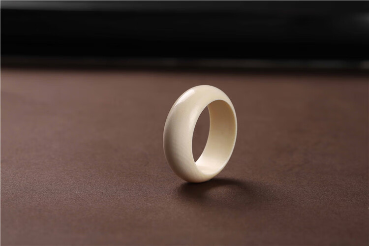 妙聚福 猛犸象牙戒指时尚男女情侣 素圈简约指环文玩尾戒 中指小指素