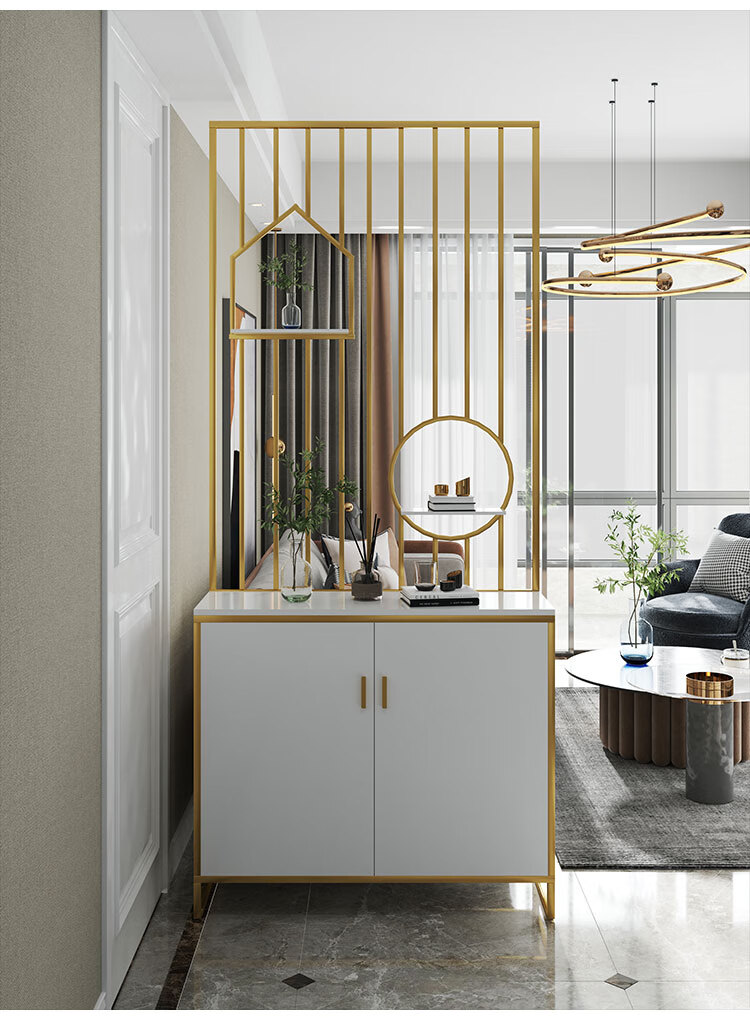 轻奢客厅玄关柜鞋柜进门入门鞋柜一体小户型铁艺屏风隔断柜置物架装饰