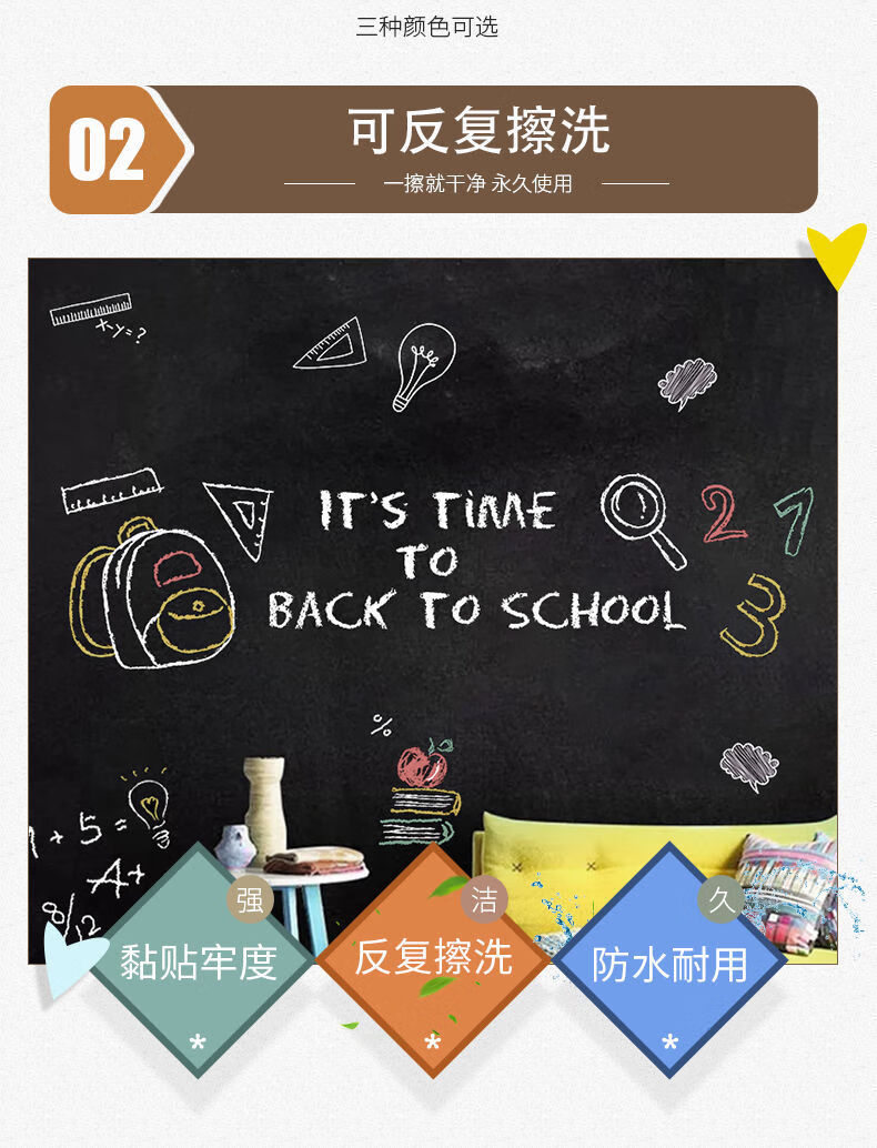 现货直发用黑板贴白板贴可擦写儿童教学涂鸦绿板贴自粘可移除黑板墙