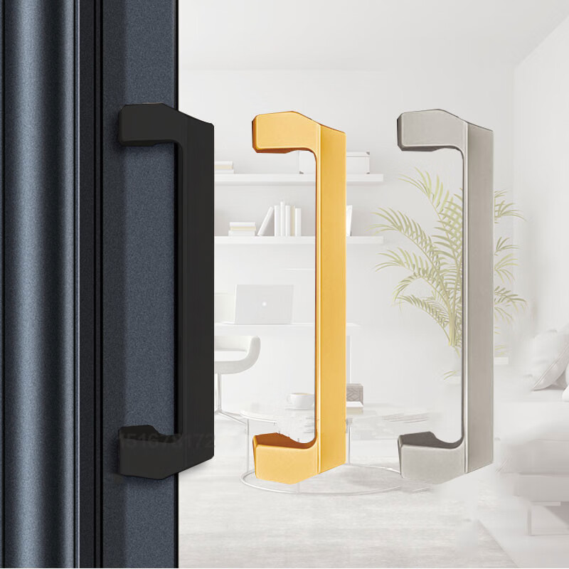 韵殿 重型铝合金推拉门把手厨房阳台移门大拉手氧化铝木门把手黑色明