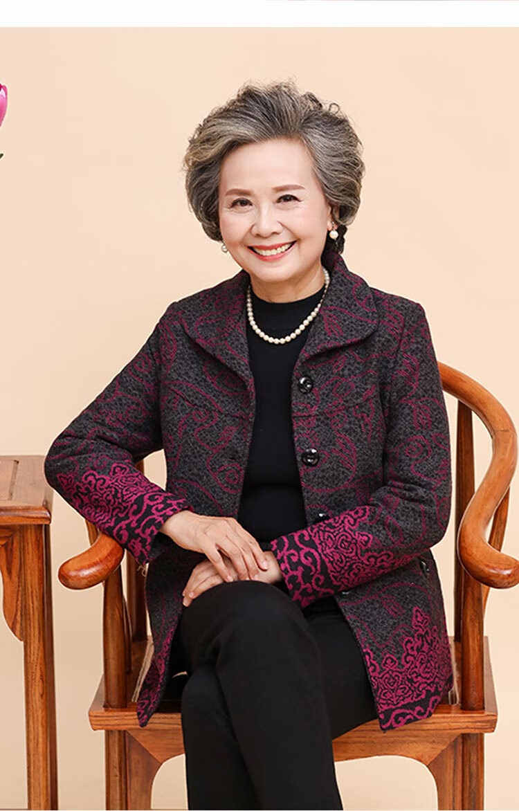 中老年人女装加厚外套女春秋冬季装加肥加大码160斤妈妈装607080岁