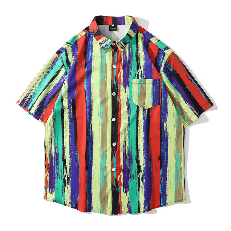 鸢夫人彩虹条纹衬衫款式1m